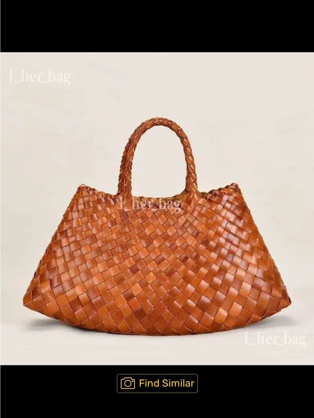 Woven Vegan Leather Tote Bag in Cognac Brown
